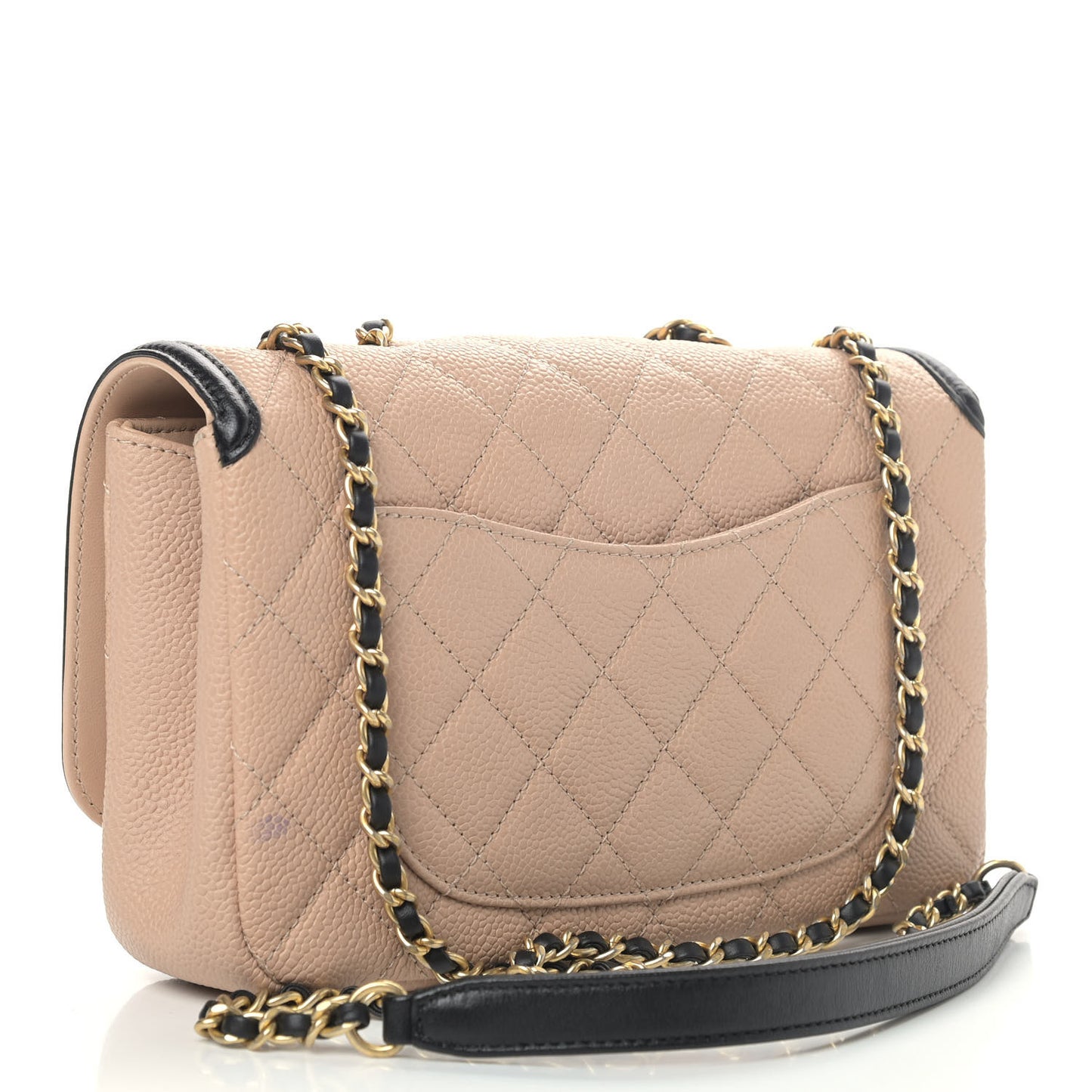 Caviar Quilted Small CC Filigree Flap Beige Black