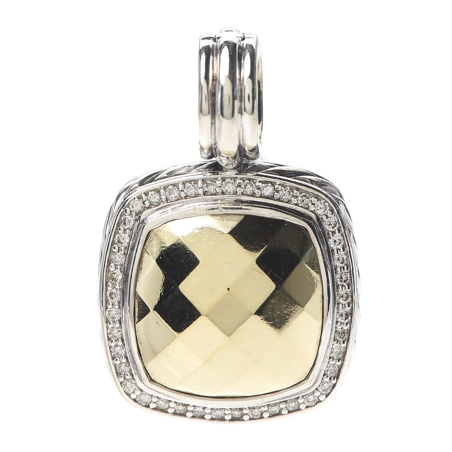 Sterling Silver 18K Yellow Gold Diamond 14mm Albion Enhancer Pendant