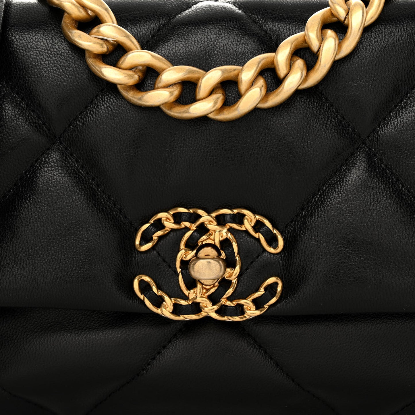 Goatskin Quilted Medium Chanel 19 Flap Black