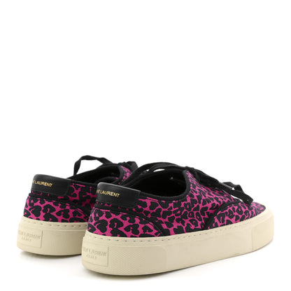 Saint Laurent Canvas Leopard Print Venice Low Top Sneakers 38 Fuxia Black 5 of 10