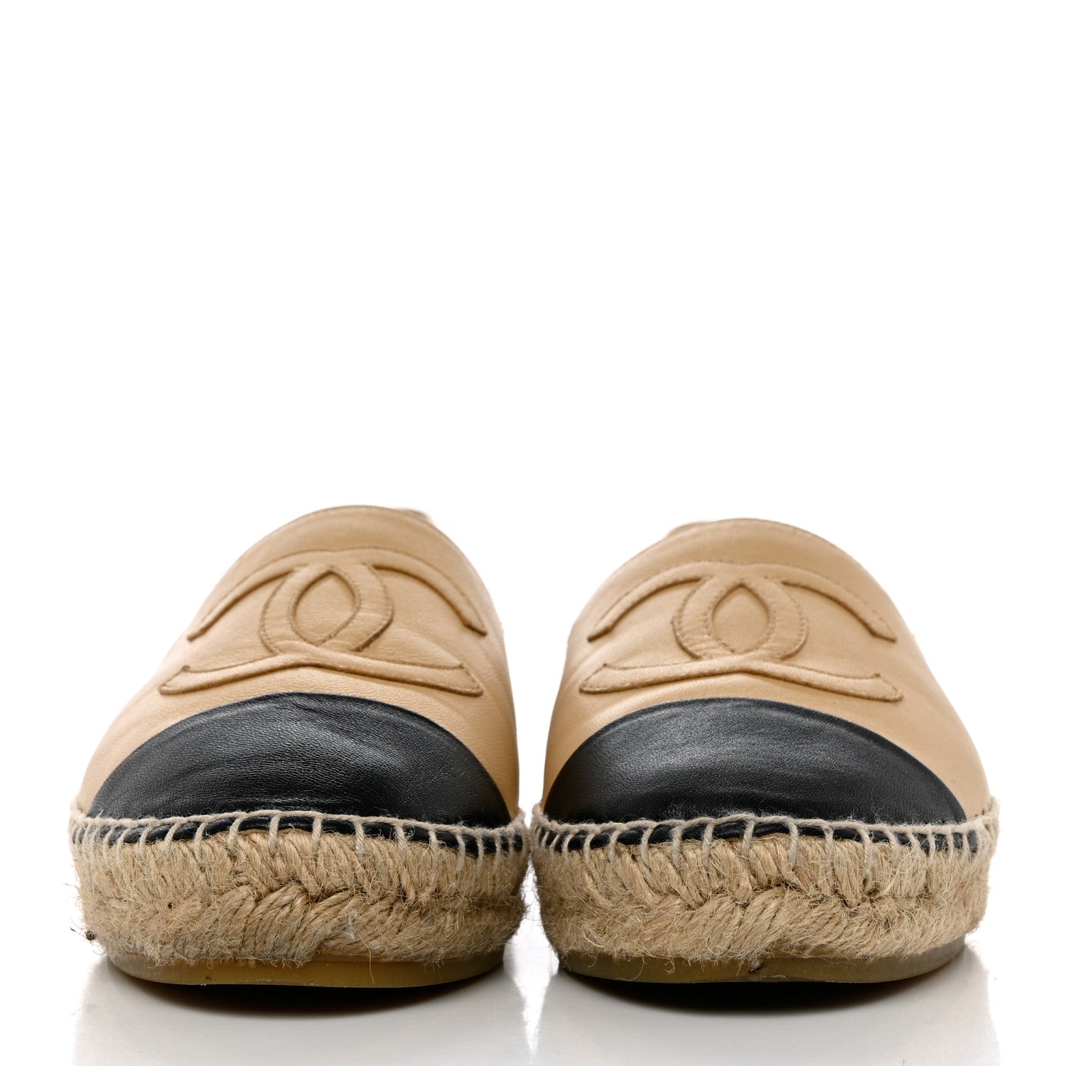 Chanel Lambskin CC Espadrilles 35 Beige Black 2 of 9