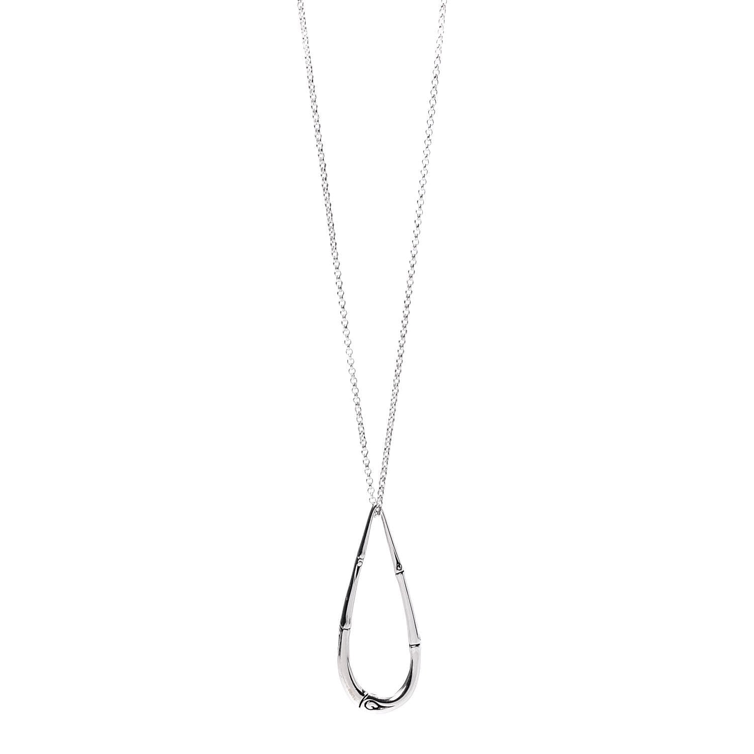 John Hardy Sterling Silver Bamboo Teardrop Pendant Necklace 1 of 7