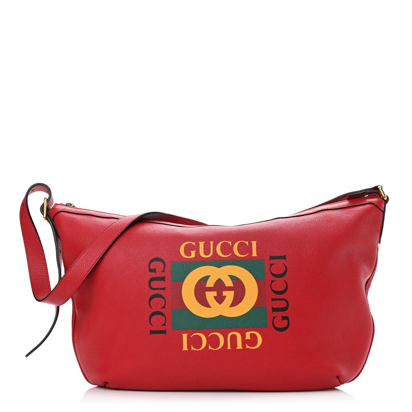 Grained Calfskin Logo Half Moon Hobo Red