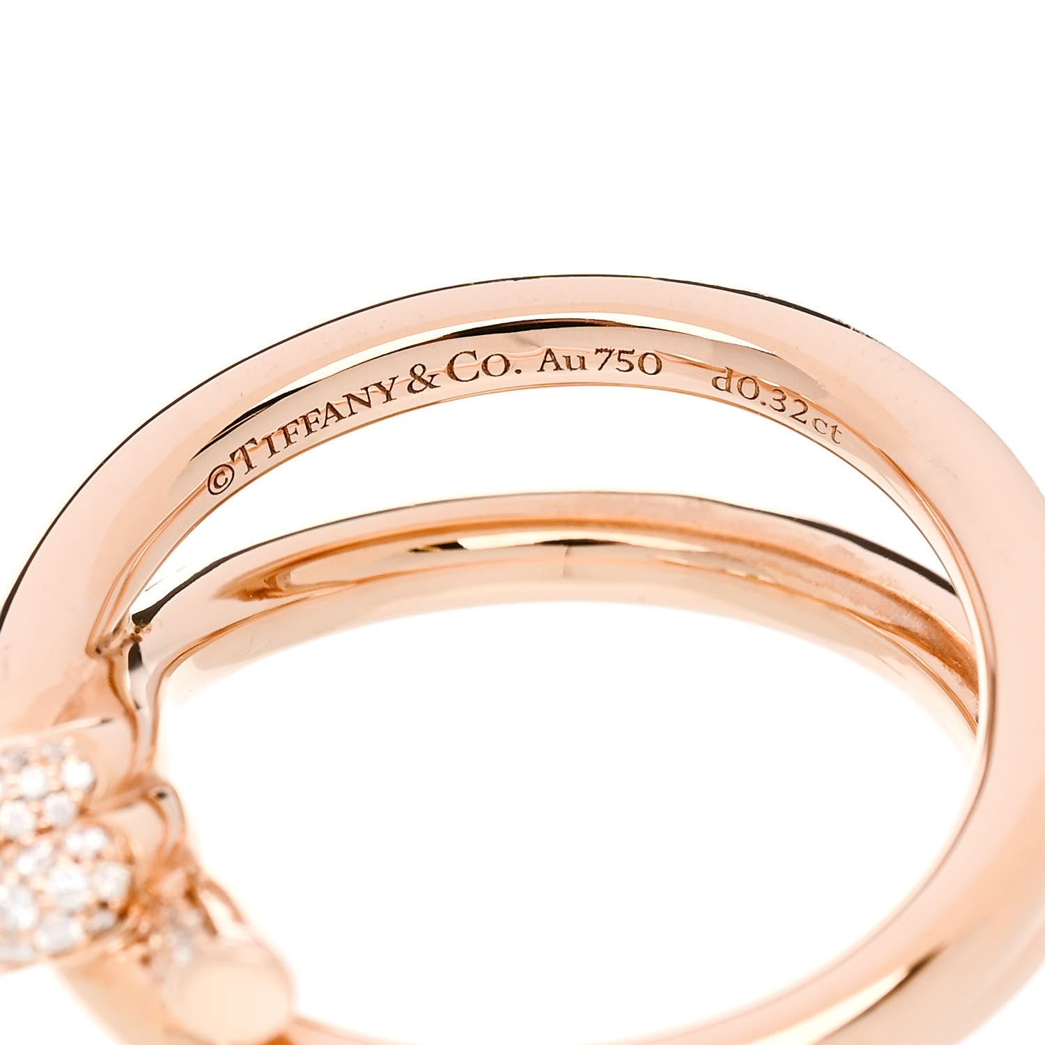 Tiffany 18K Rose Gold Diamond Double Row Knot Ring 56 7.5 4 of 5