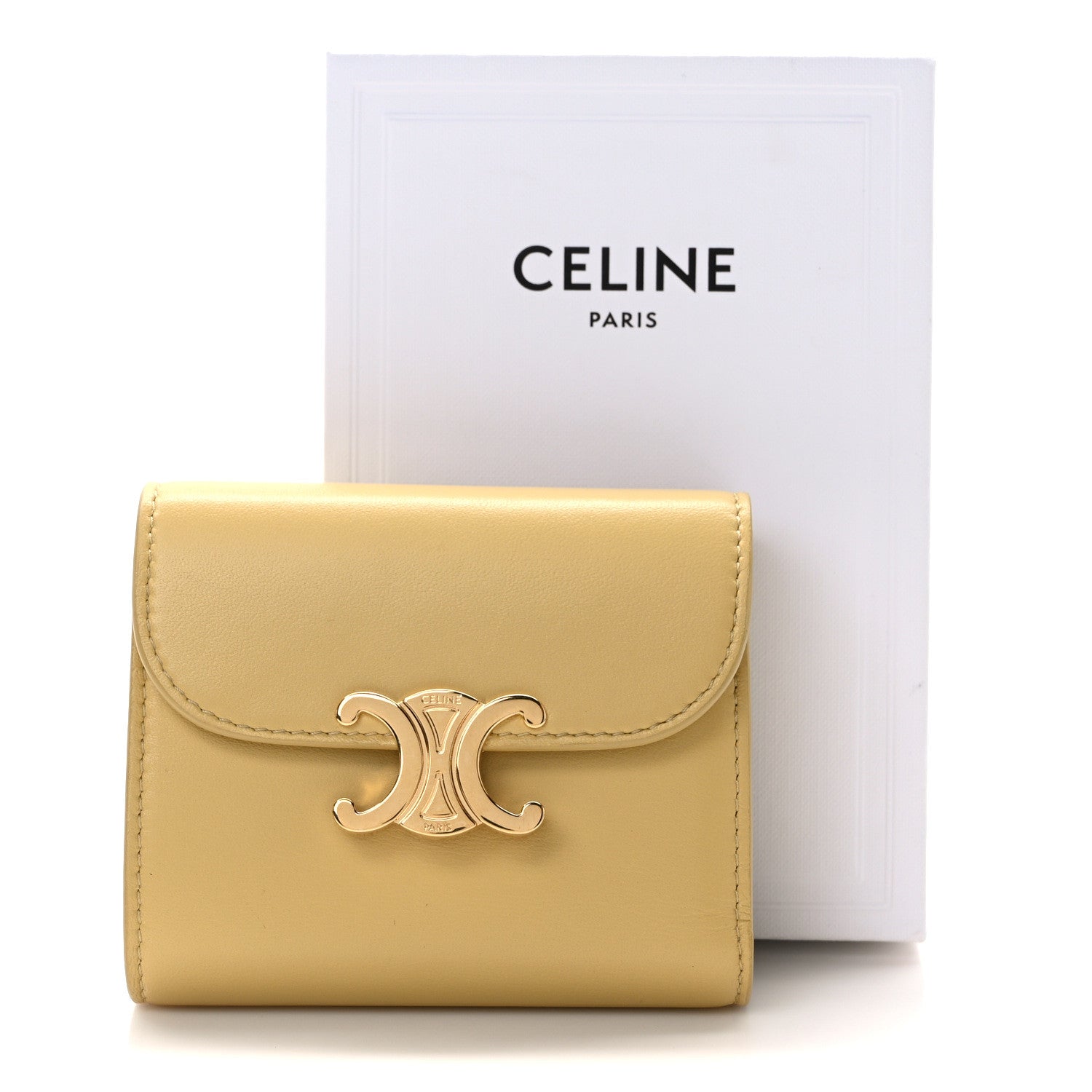 Celine Shiny Smooth Lambskin Small Triomphe Wallet Papyrus 10 of 10