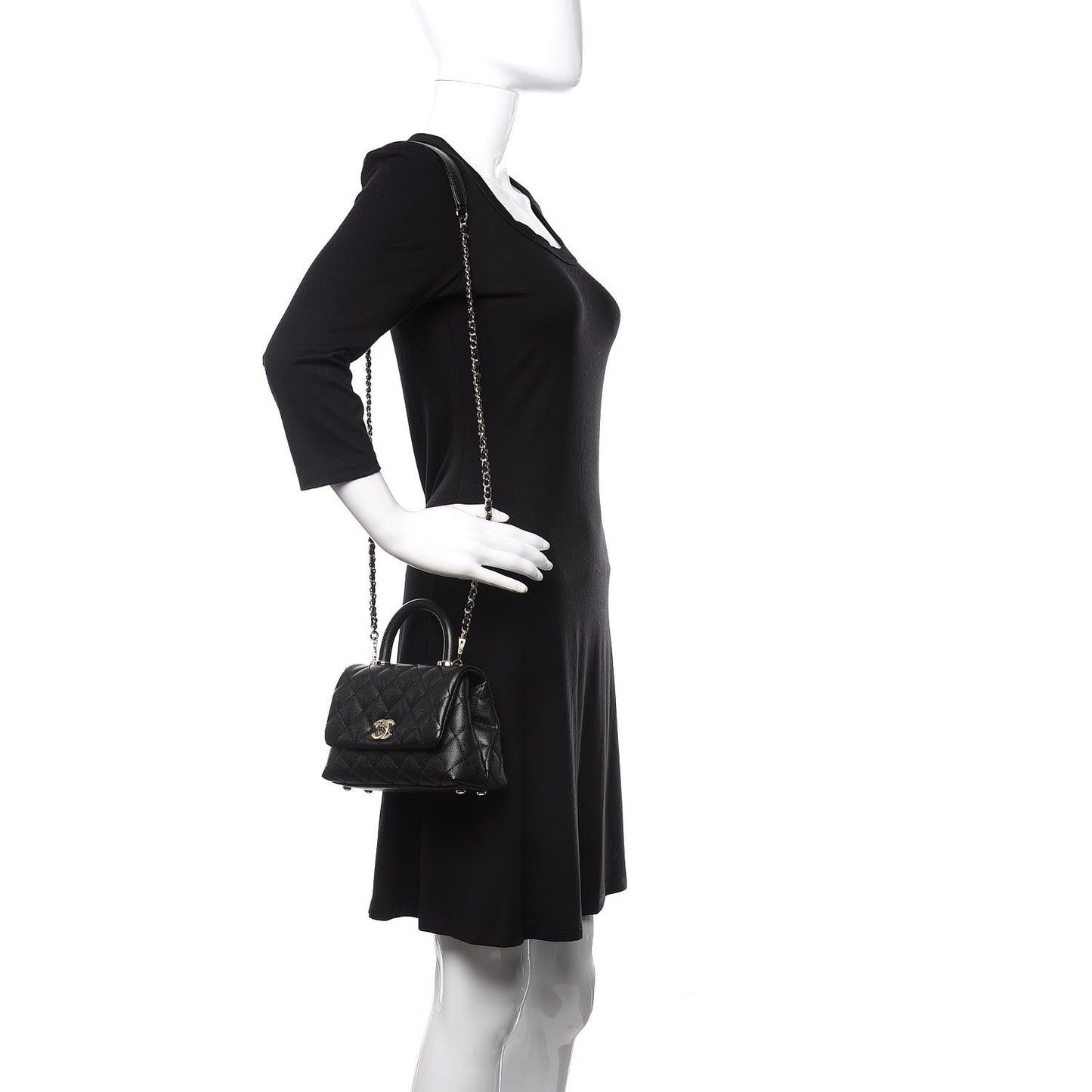 Caviar Quilted Extra Mini Coco Handle Flap Black
