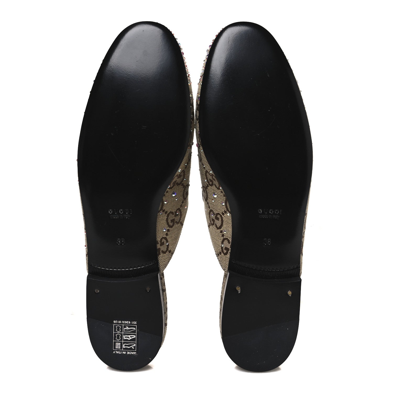 Gucci Crystal Canvas GG Monogram Nappa Womens Princetown Slippers 38 Beige Ebony New Acero 7 of 11
