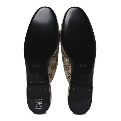 Gucci Crystal Canvas GG Monogram Nappa Womens Princetown Slippers 38 Beige Ebony New Acero 7 of 11