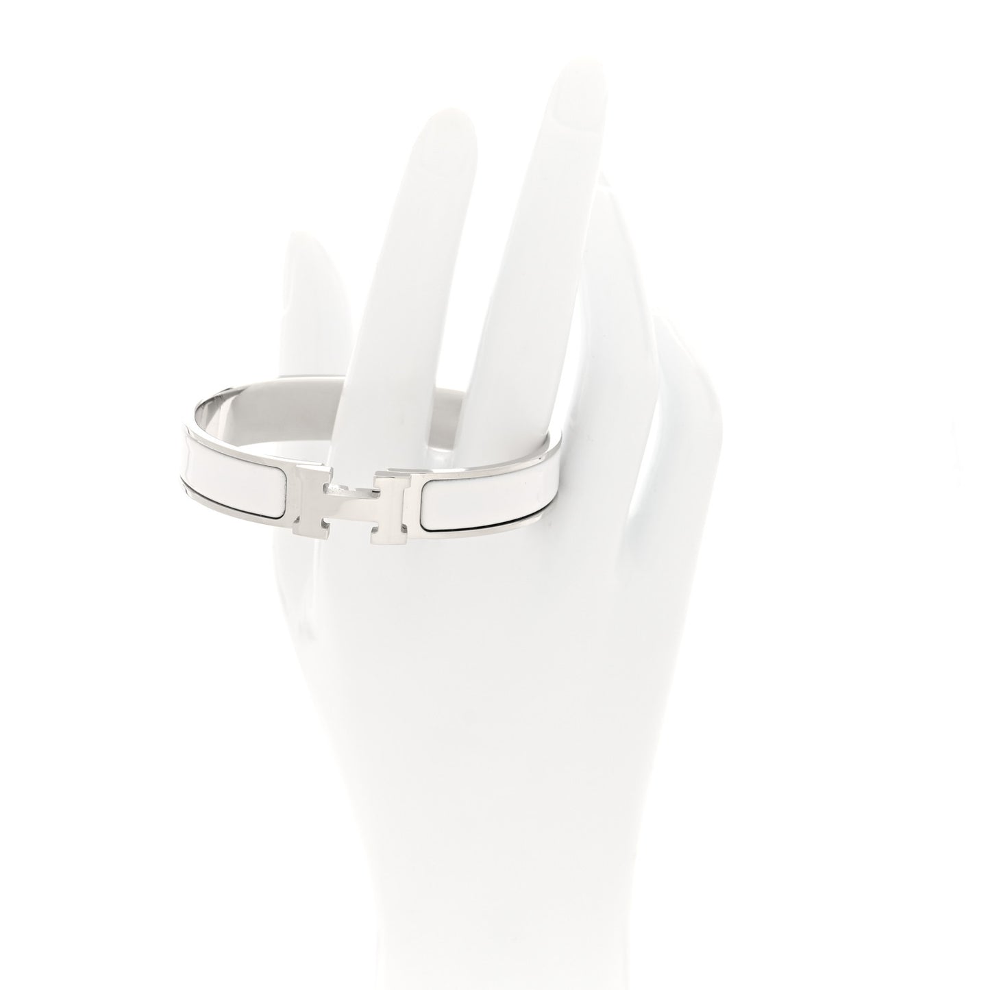 Enamel Narrow Clic Clac H Bracelet GM White