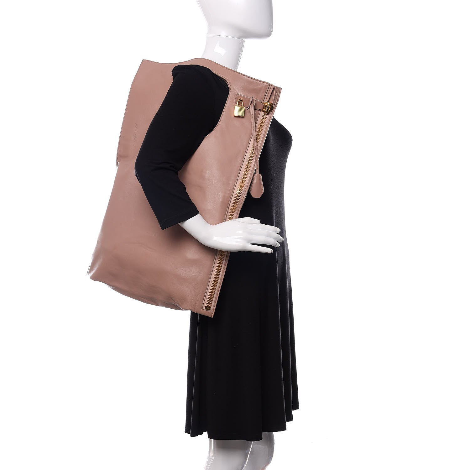 Tom Ford Calfskin Large Alix Padlock Zip Shoulder Bag Blush Nude 2 of 11