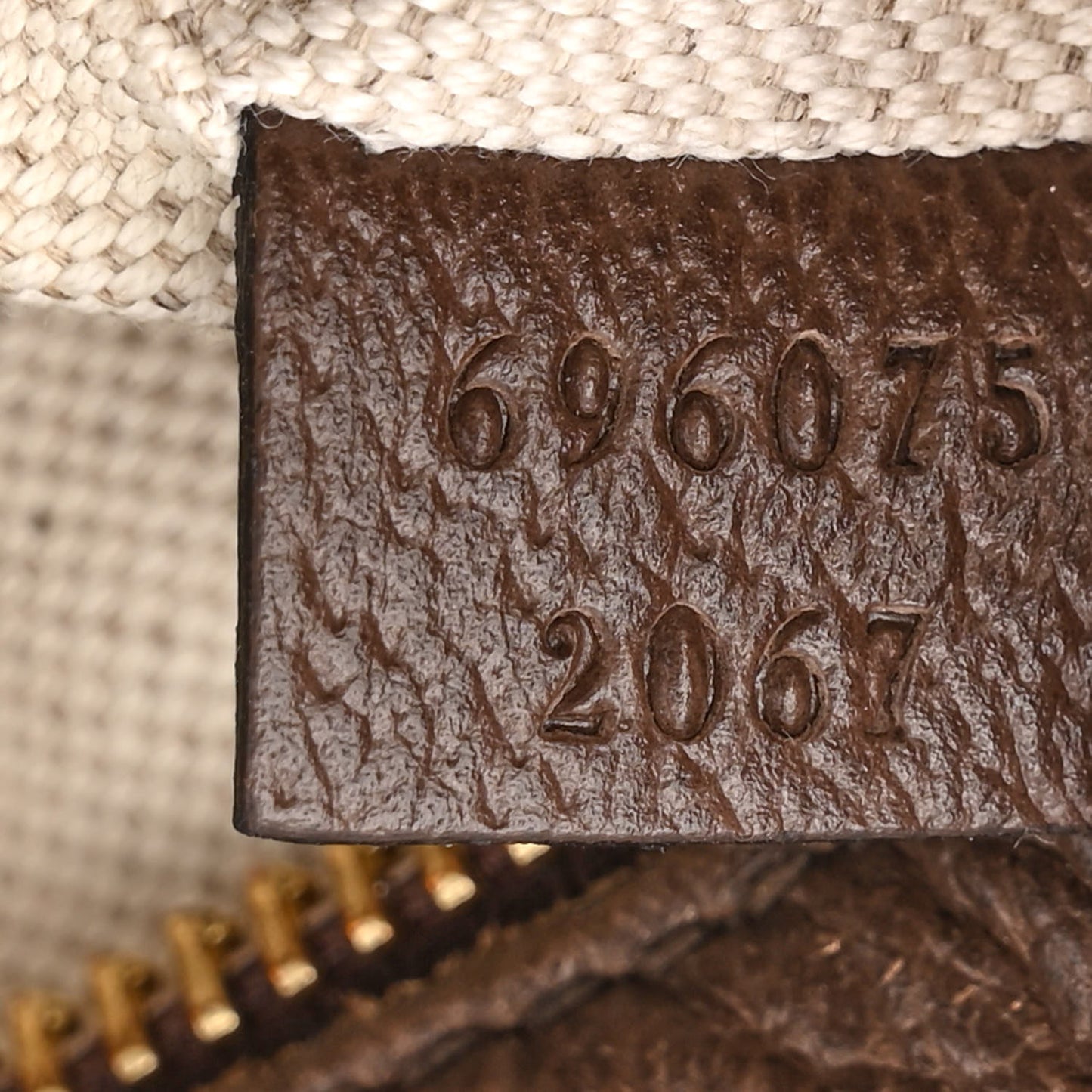 Monogram Jumbo GG Textured Dollar Calfskin Web Mini Crossbody Bag Camel Ebony New Acero