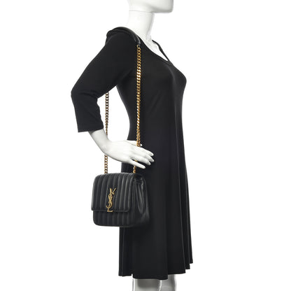 Saint Laurent Lambskin Matelasse Monogram Medium Vicky Chain Bag Black 2 of 8