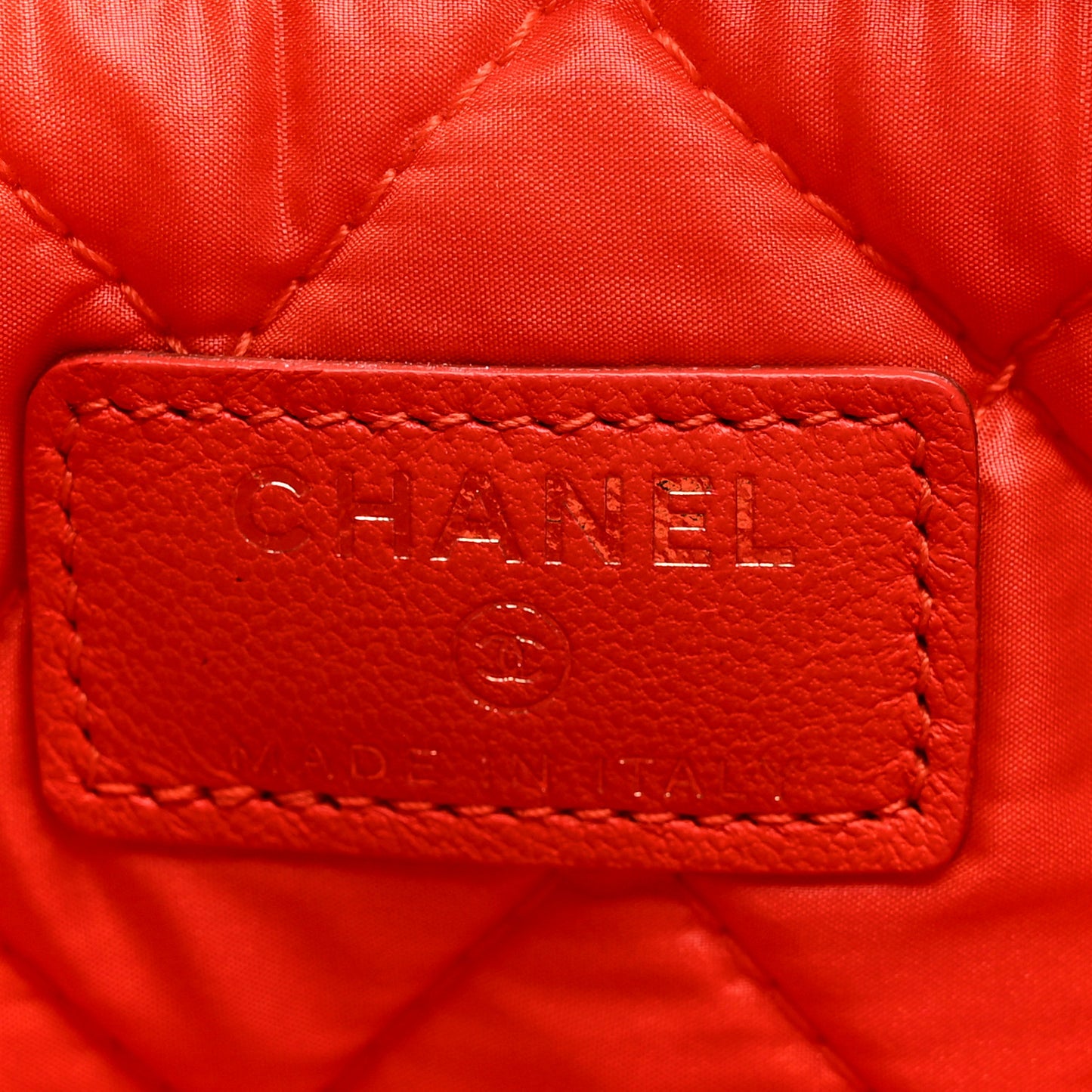 Velvet Quilted Large Chanel Cosmetic Case Orange