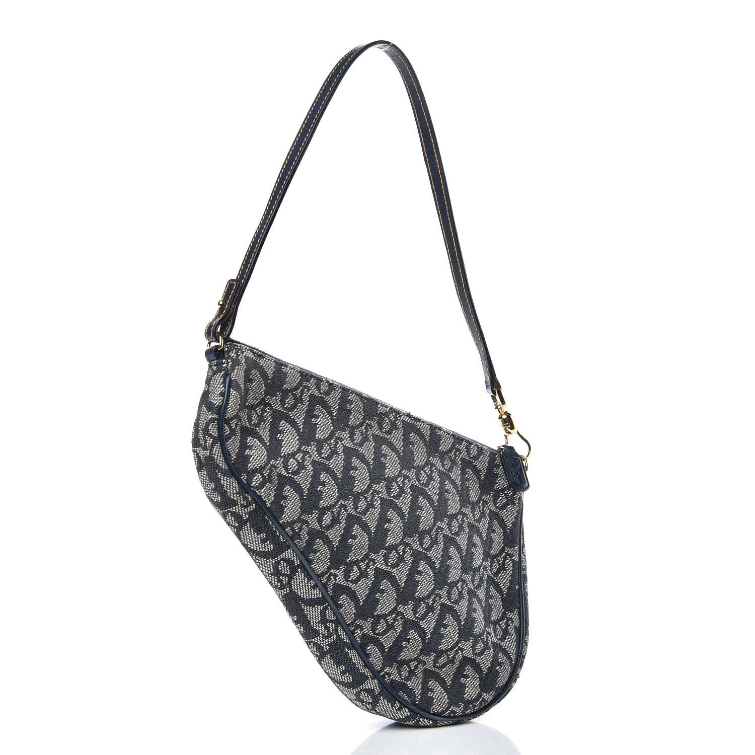Christian Dior Monogram Mini Saddle Pochette Navy 3 of 9