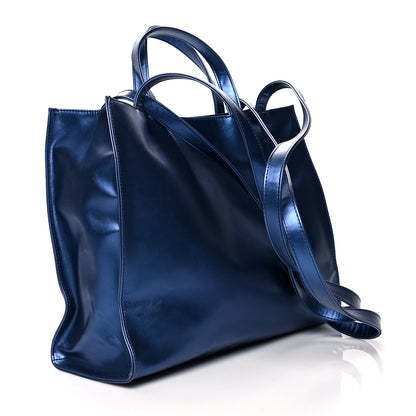 Telfar Metallic Vegan Leather Large Shopping Bag Cobalt 2 of 10