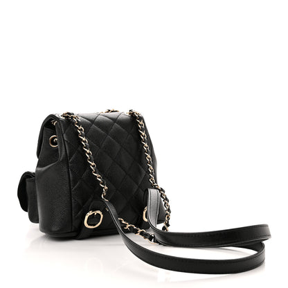 Chanel Shiny Caviar Quilted Small Duma Pockets Drawstring Backpack Black 3 of 9