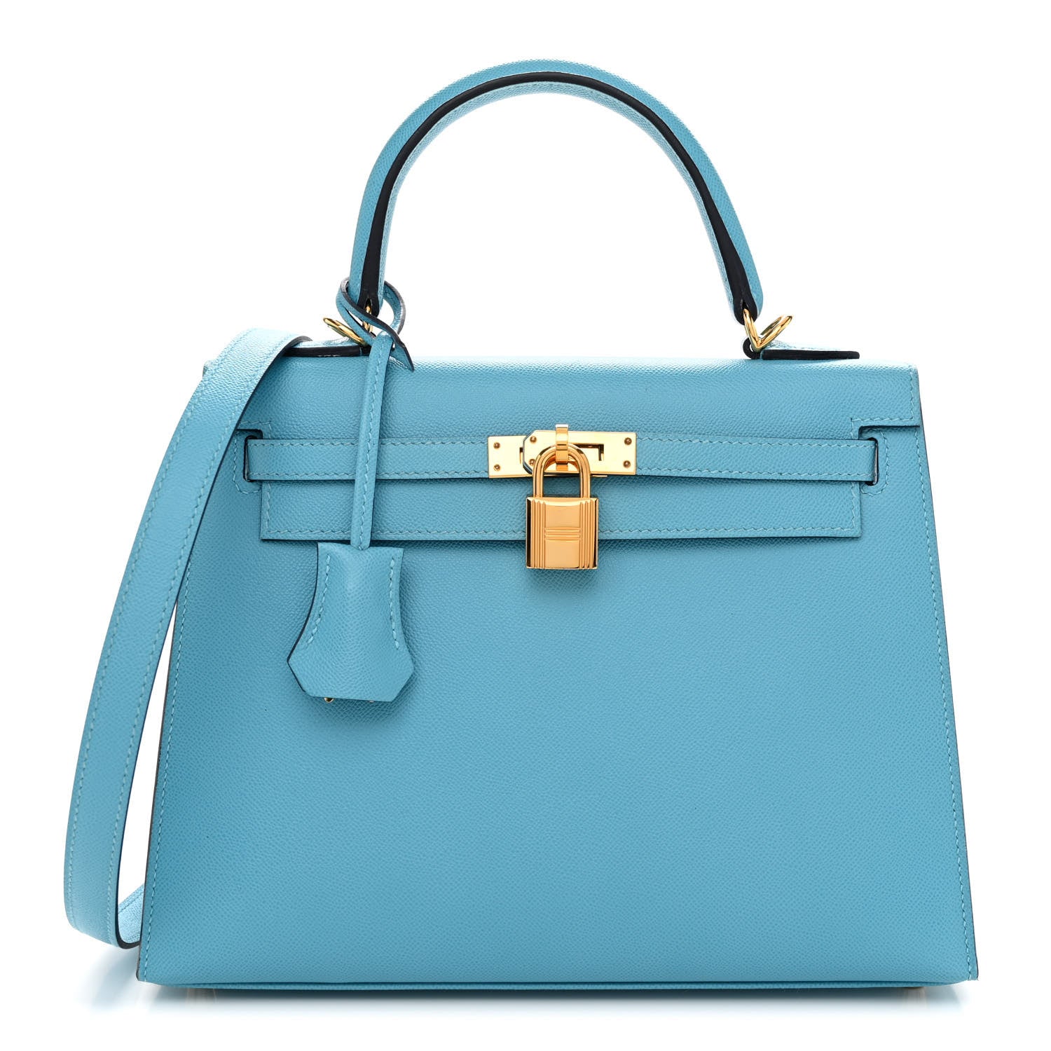 HERMES Madame Calfskin Kelly Sellier 25 in the color Bleu du Nord by FASHIONPHILE