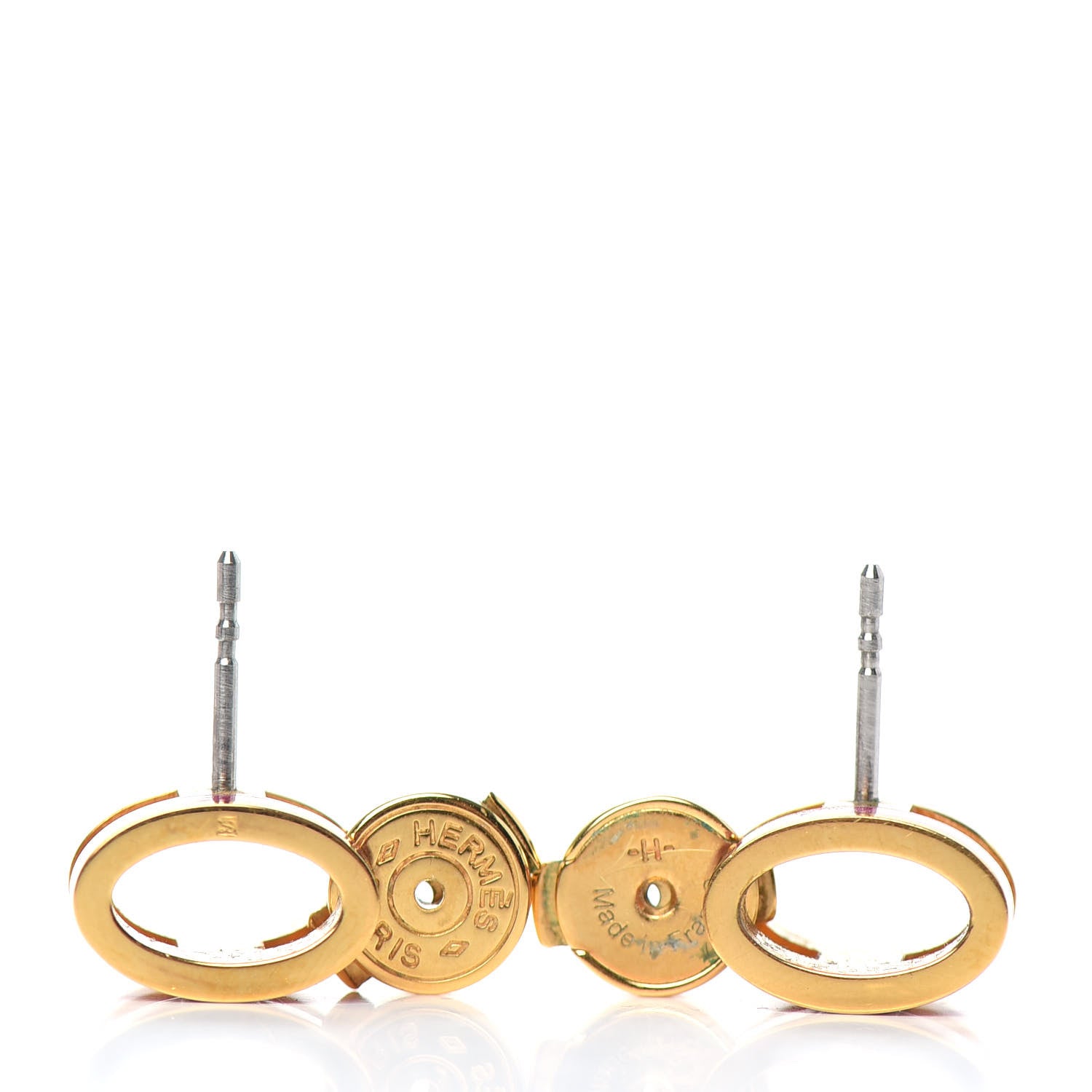 Hermes Gold Lacquered Pop H Earrings Rose Extreme 3 of 3