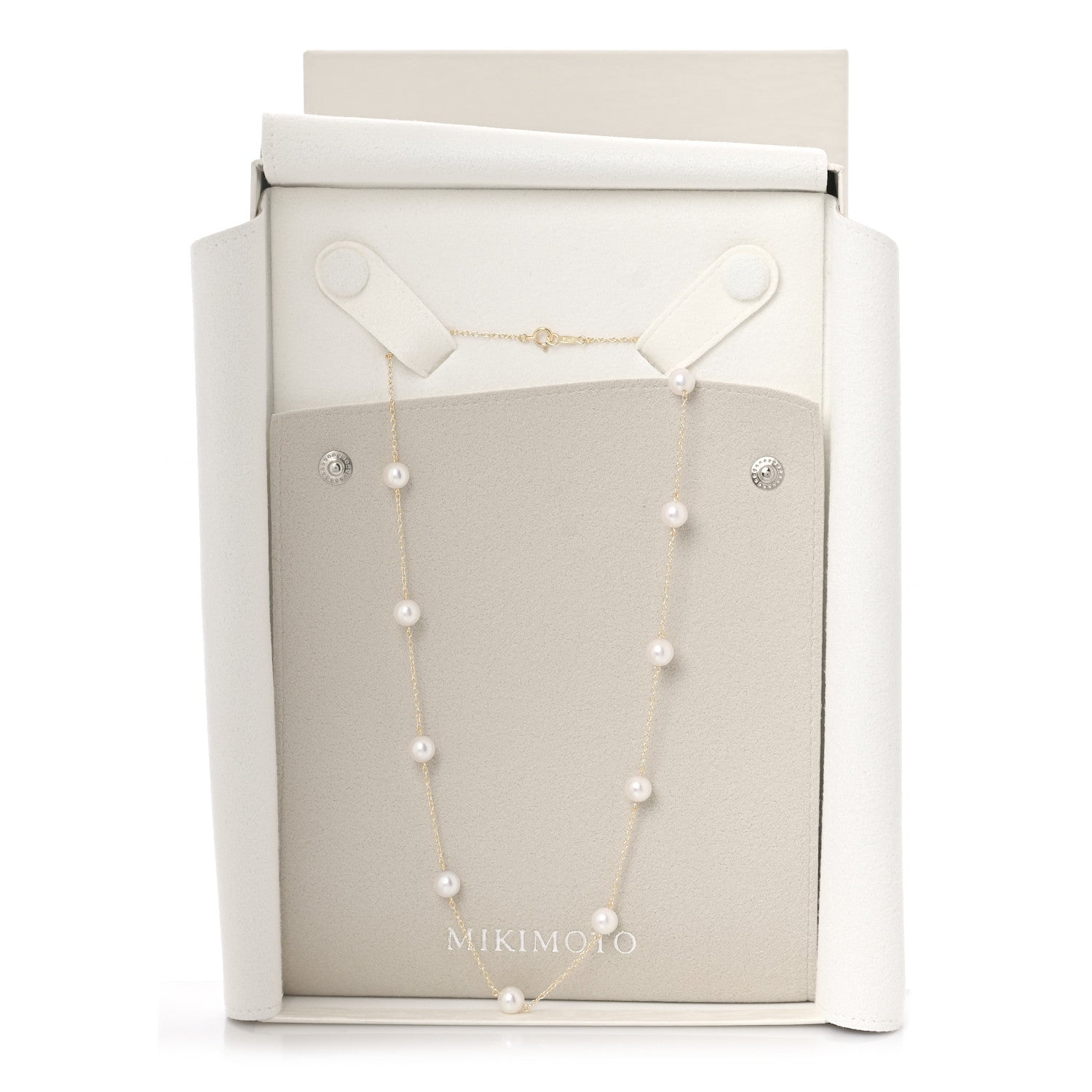 Mikimoto 18K Yellow Gold Akoya Pearl 6-6.5mm Station Necklace 4 of 4