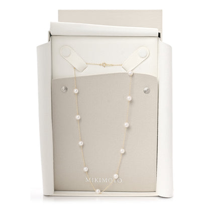 Mikimoto 18K Yellow Gold Akoya Pearl 6-6.5mm Station Necklace 4 of 4