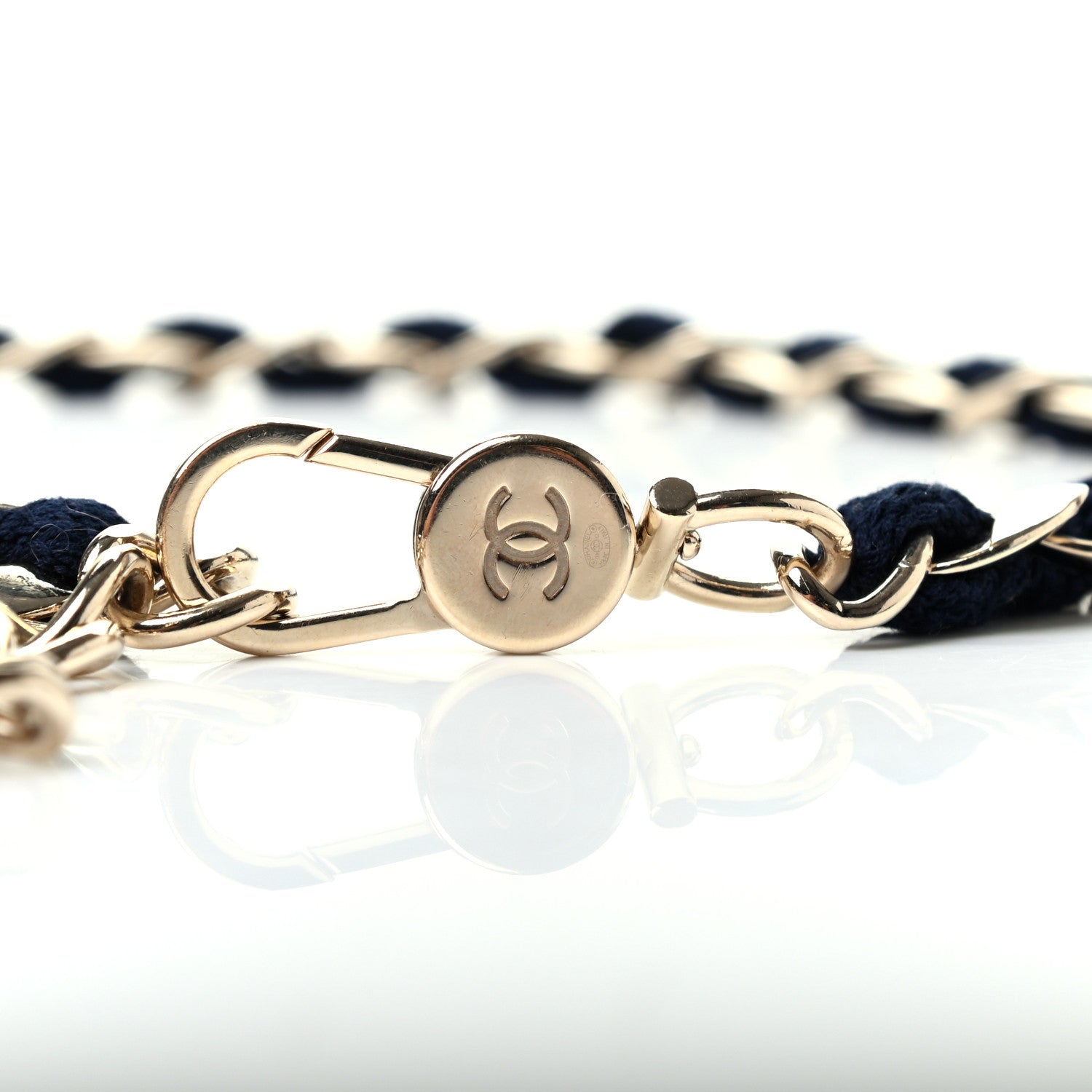 Chanel Terry Cloth Chain CC Medallion Belt Blue Gold 4 of 4