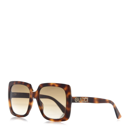 Gucci Acetate Square Frame Crystal Sunglasses GG 0418S Tortoiseshell 1 of 8