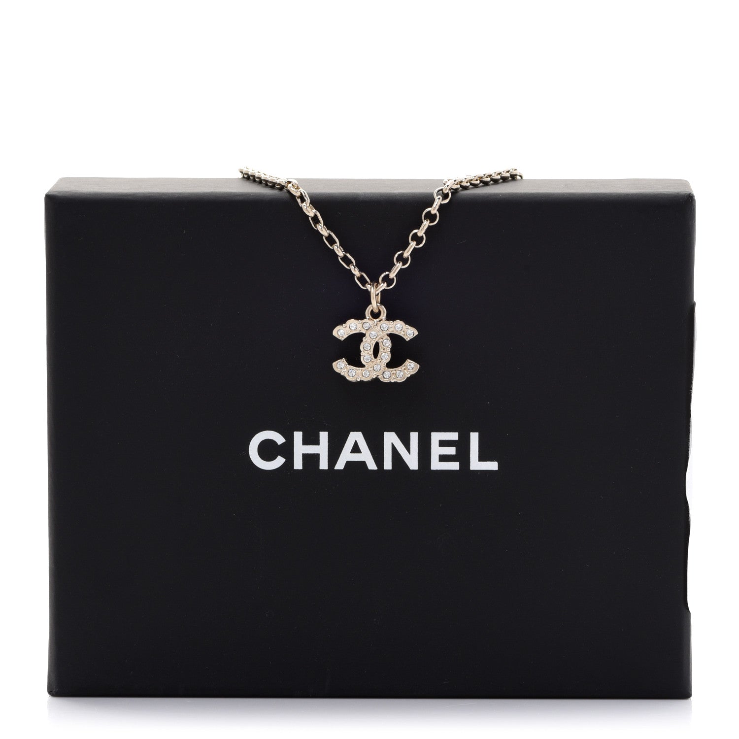 Chanel Pearl Crystal CC Pendant Necklace Gold 6 of 6