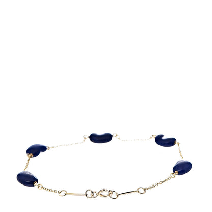 Tiffany 18K Yellow Gold Lapis Lazuli Elsa Peretti Bean Bracelet 3 of 7