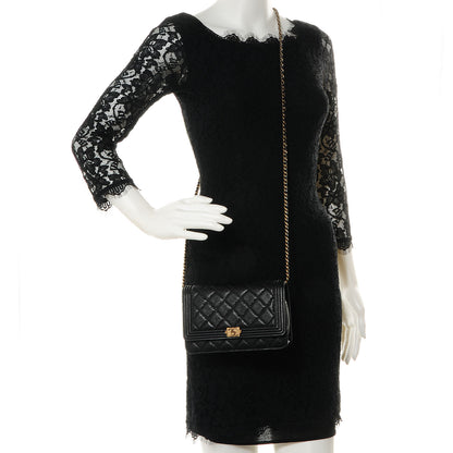 Chanel Caviar Quilted Boy Wallet On Chain WOC Black 2 of 9