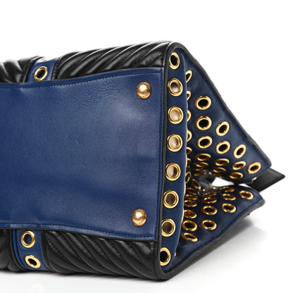 Miu Miu Nappa Biker Grommet Top Handle Tote Inchiostro Black 7 of 8