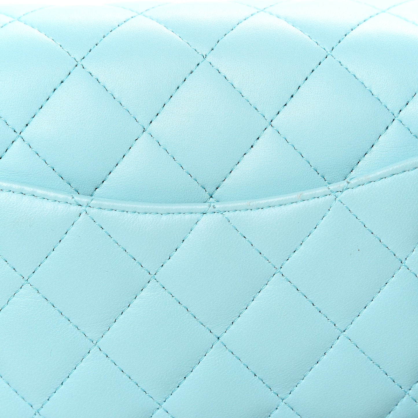 Lambskin Quilted Mini Rectangular Flap Light Blue