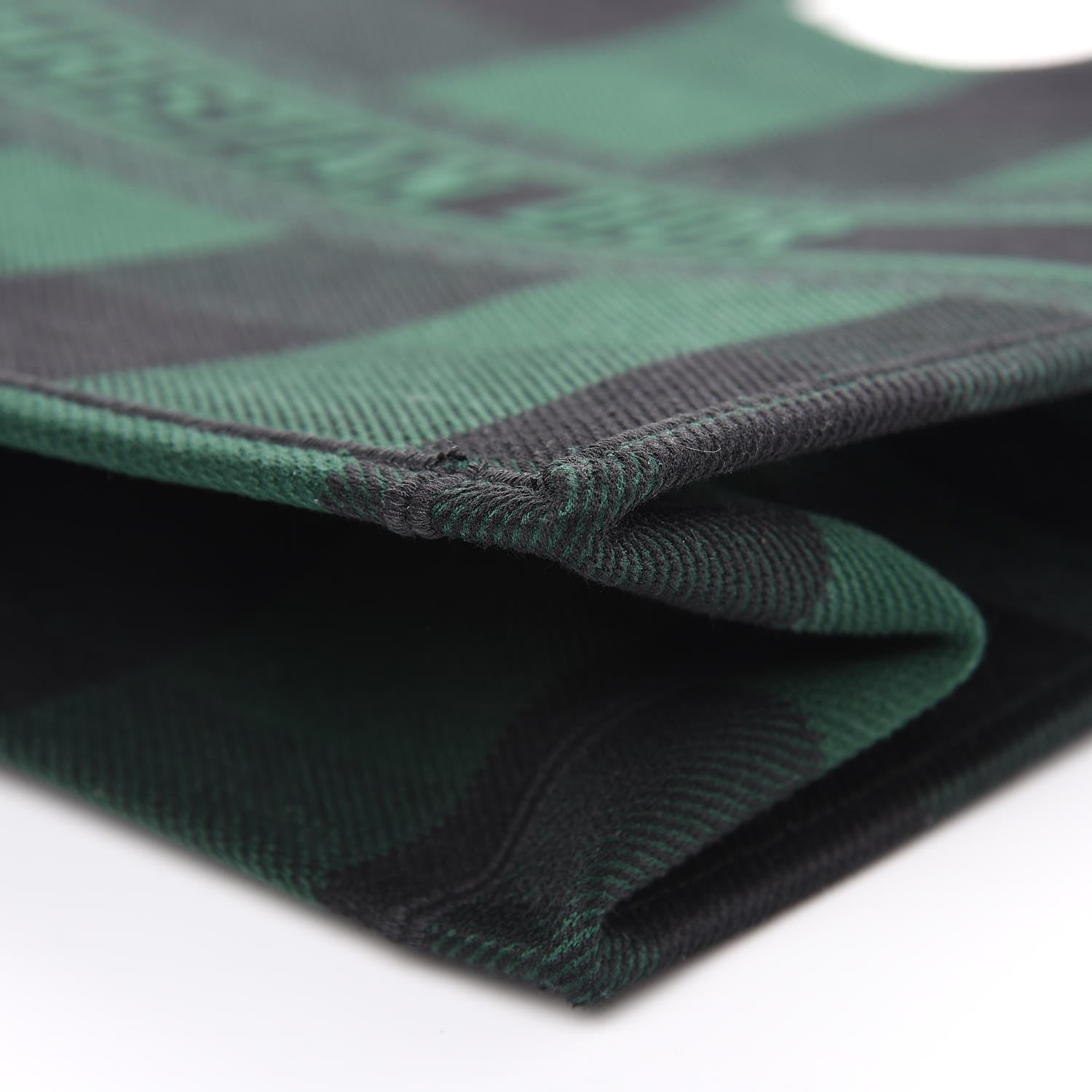 Christian Dior Canvas Embroidered Checkered Book Tote Black Green 9 of 12