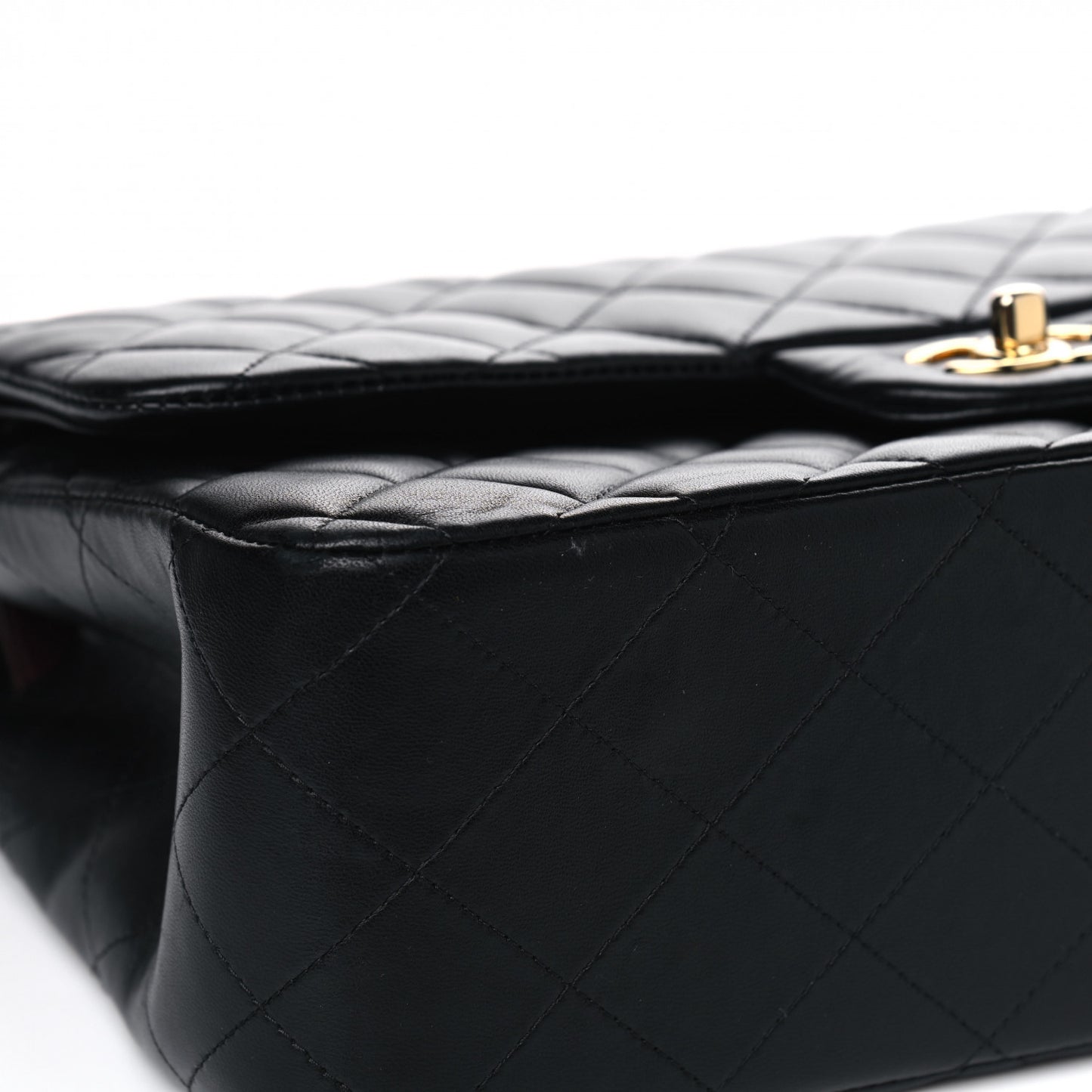 Lambskin Quilted Jumbo Double Flap Black