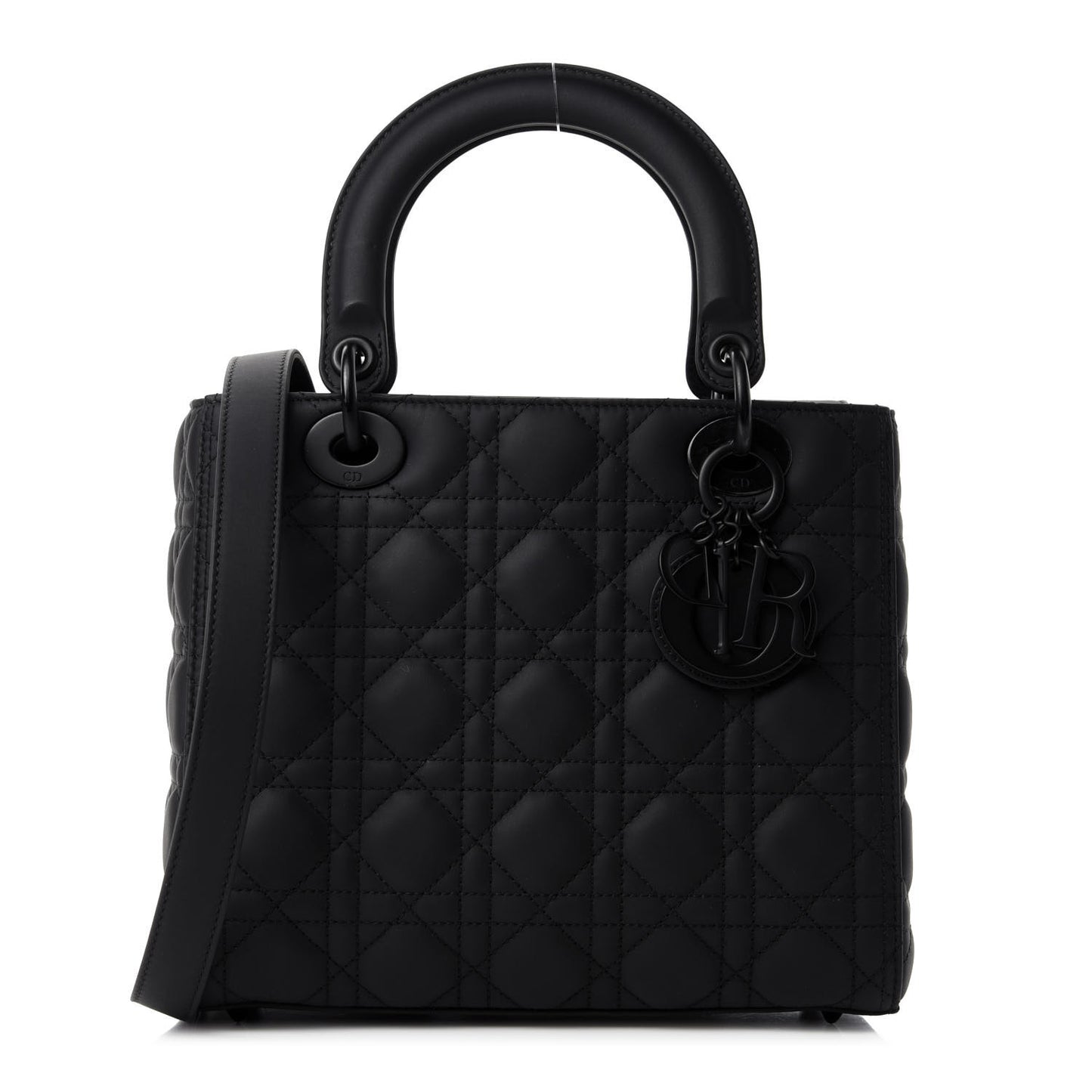 Ultra Matte Calfskin Cannage Medium Lady Dior Black