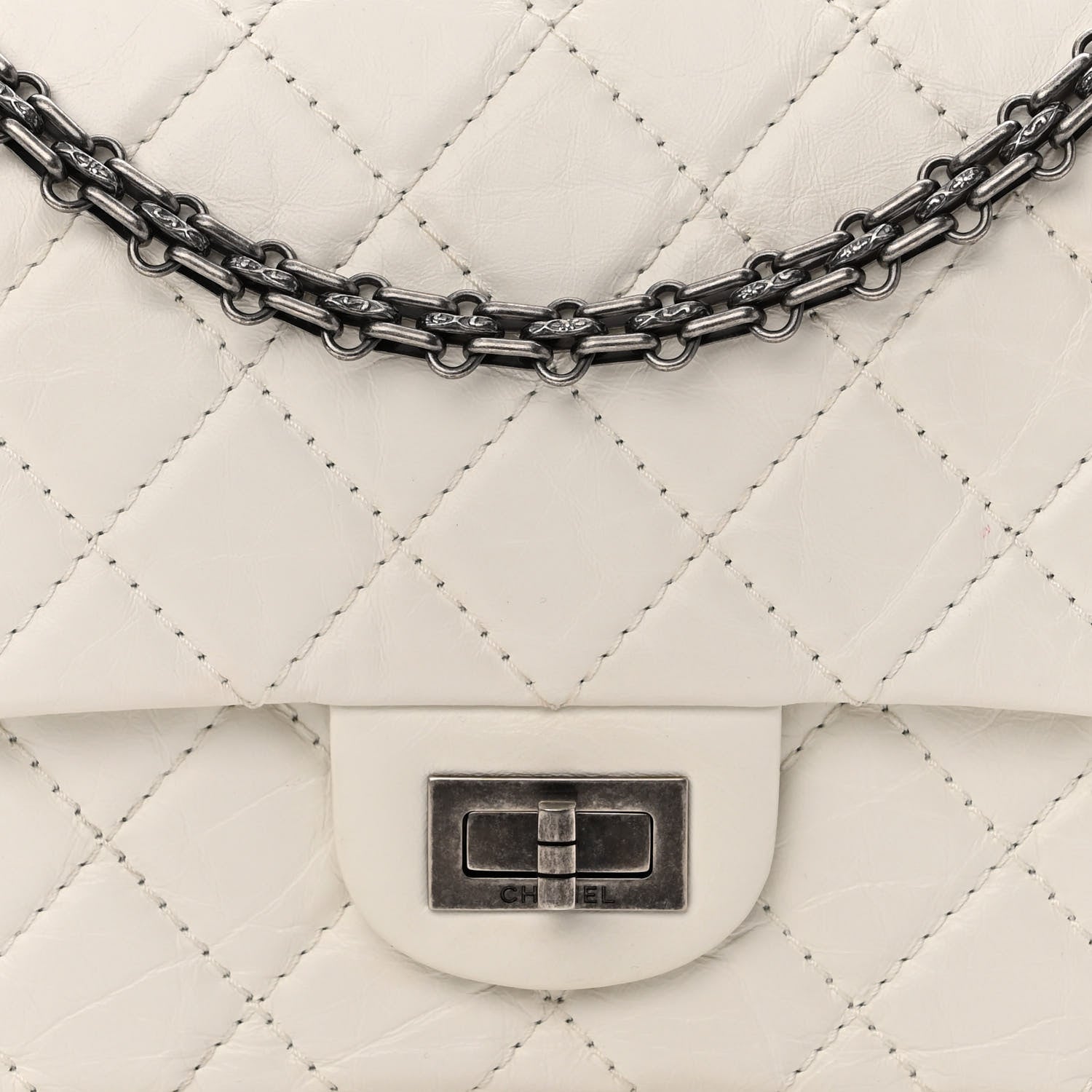 Chanel Aged Calfskin Quilted 2.55 Reissue 226 Flap Ivory 10 of 12