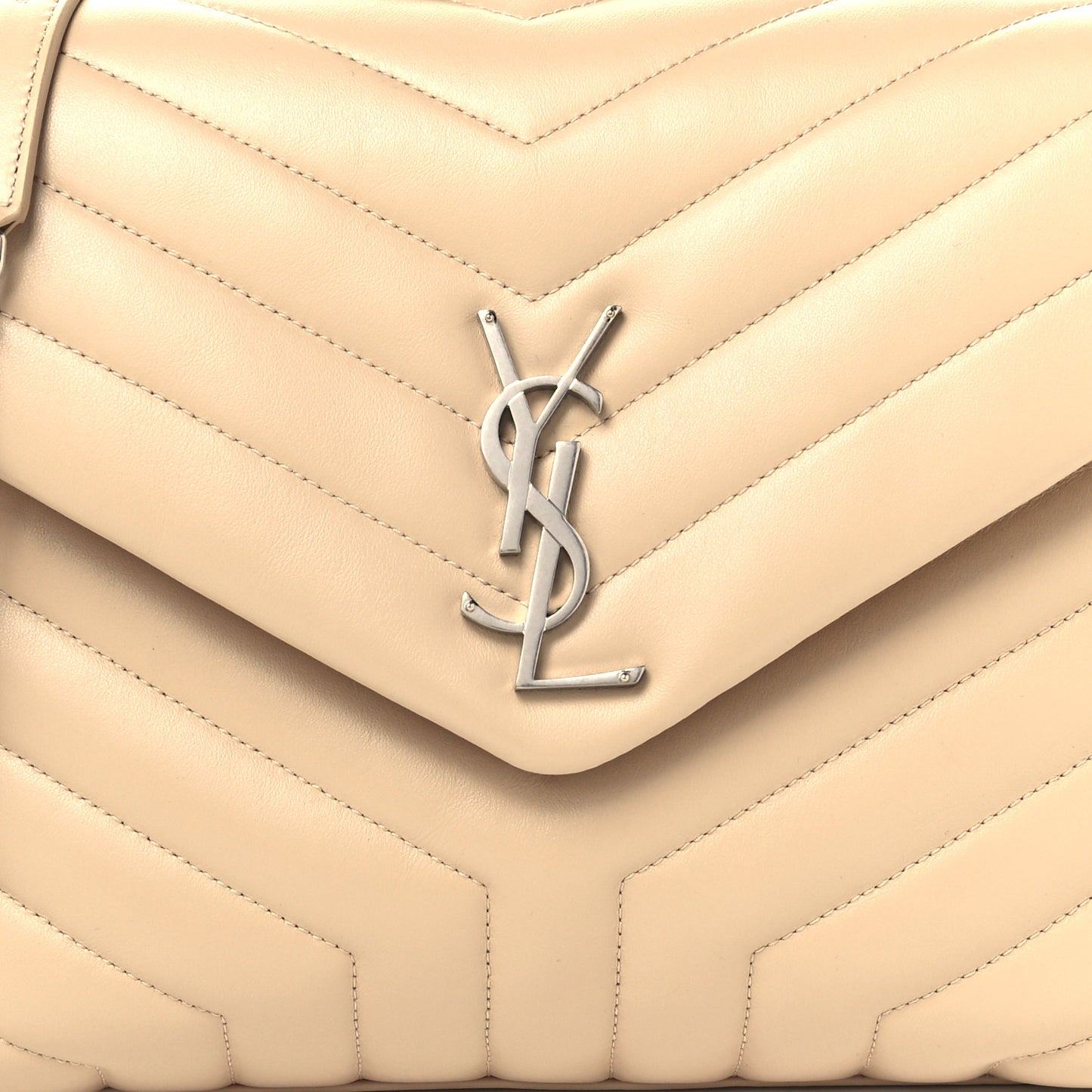 Calfskin Y Quilted Monogram Medium Loulou Chain Satchel Nude Powder