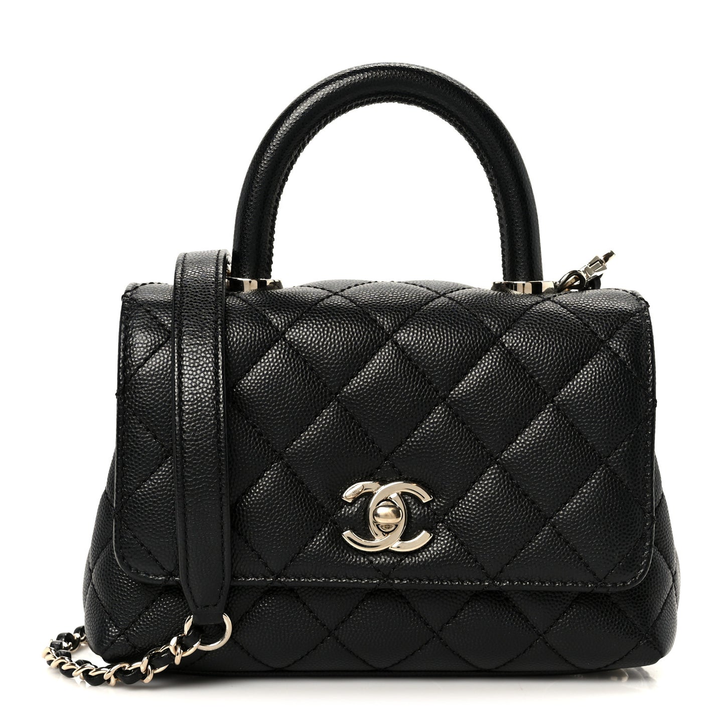 Caviar Quilted Extra Mini Coco Handle Flap Black