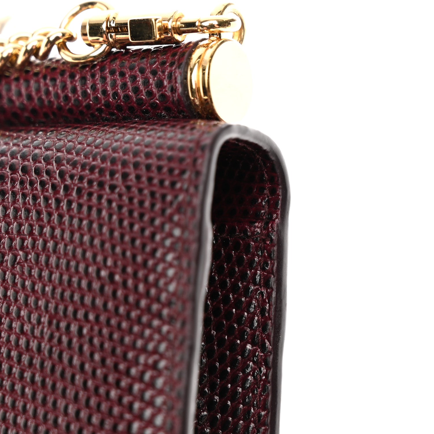 Dolce & Gabbana Iguana Calfskin Embossed Mini Miss Sicily Chain Wallet Burgundy 11 of 11