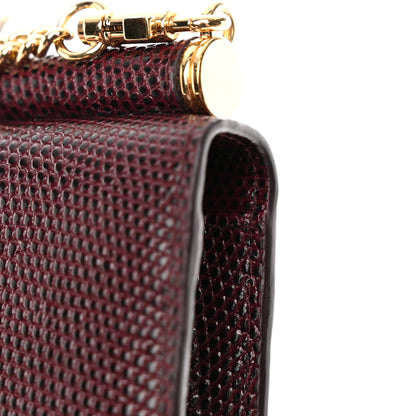Dolce & Gabbana Iguana Calfskin Embossed Mini Miss Sicily Chain Wallet Burgundy 11 of 11