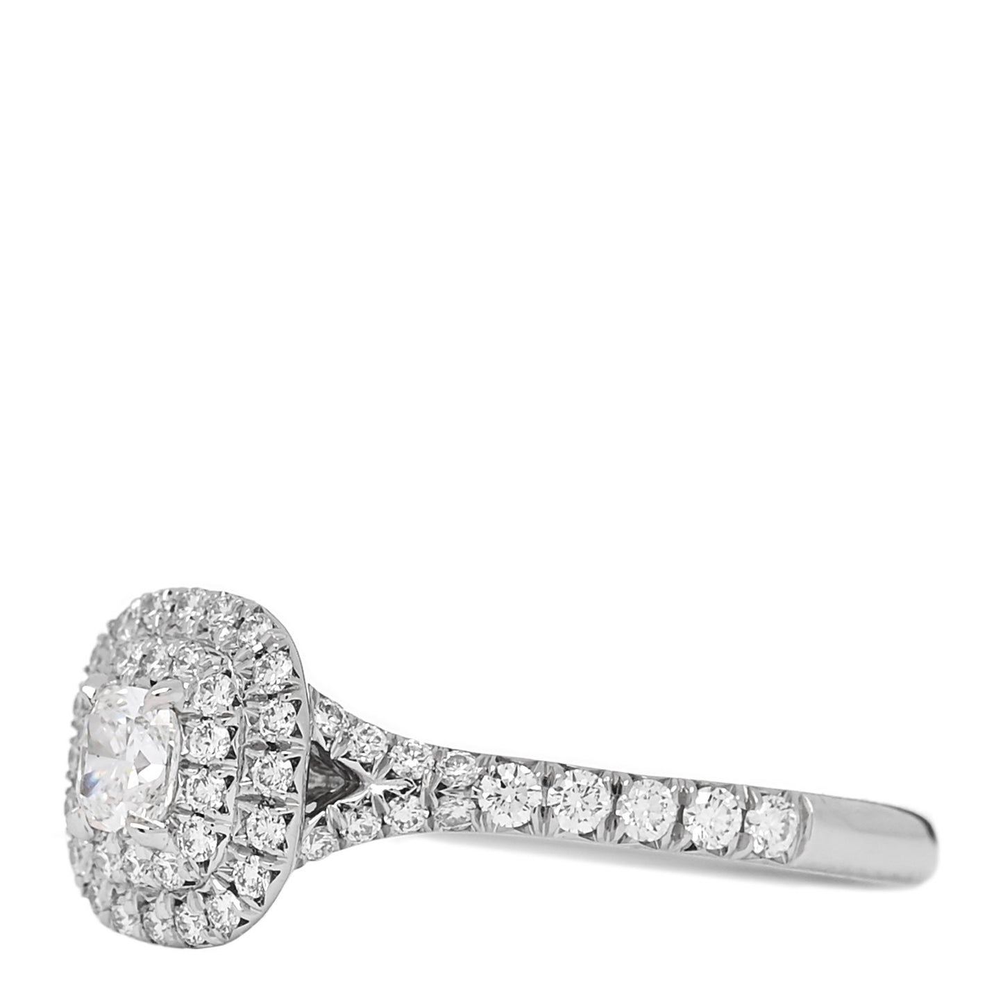 Platinum Diamond .15ct Soleste Cushion Cut Double Halo Engagement Ring 52 6