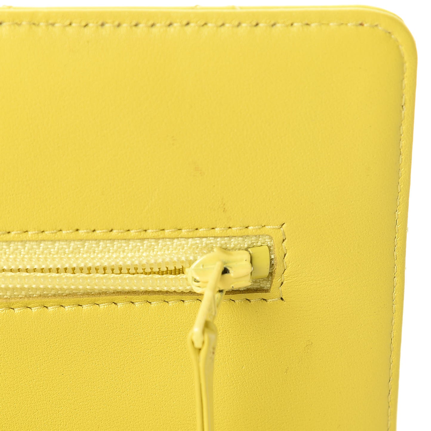 Patent Quilted Wallet On Chain WOC Yellow
