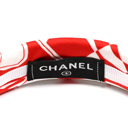Chanel Silk Twill Headband Red White 5 of 5