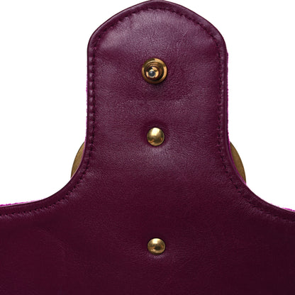Gucci Velvet Matelasse Loved Embroidered Medium GG Marmont Shoulder Bag Fuchsia Violet Cyclamen 15 of 24