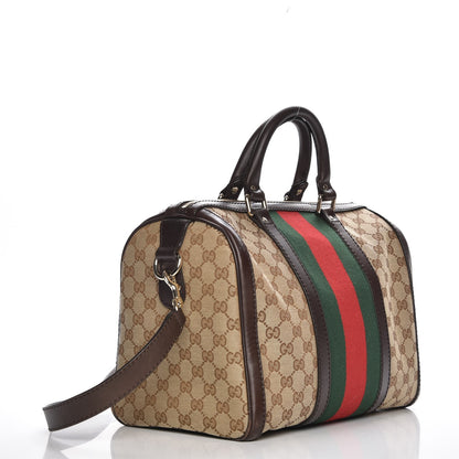 Gucci Monogram Vintage Web Medium Boston Dark Brown 4 of 12