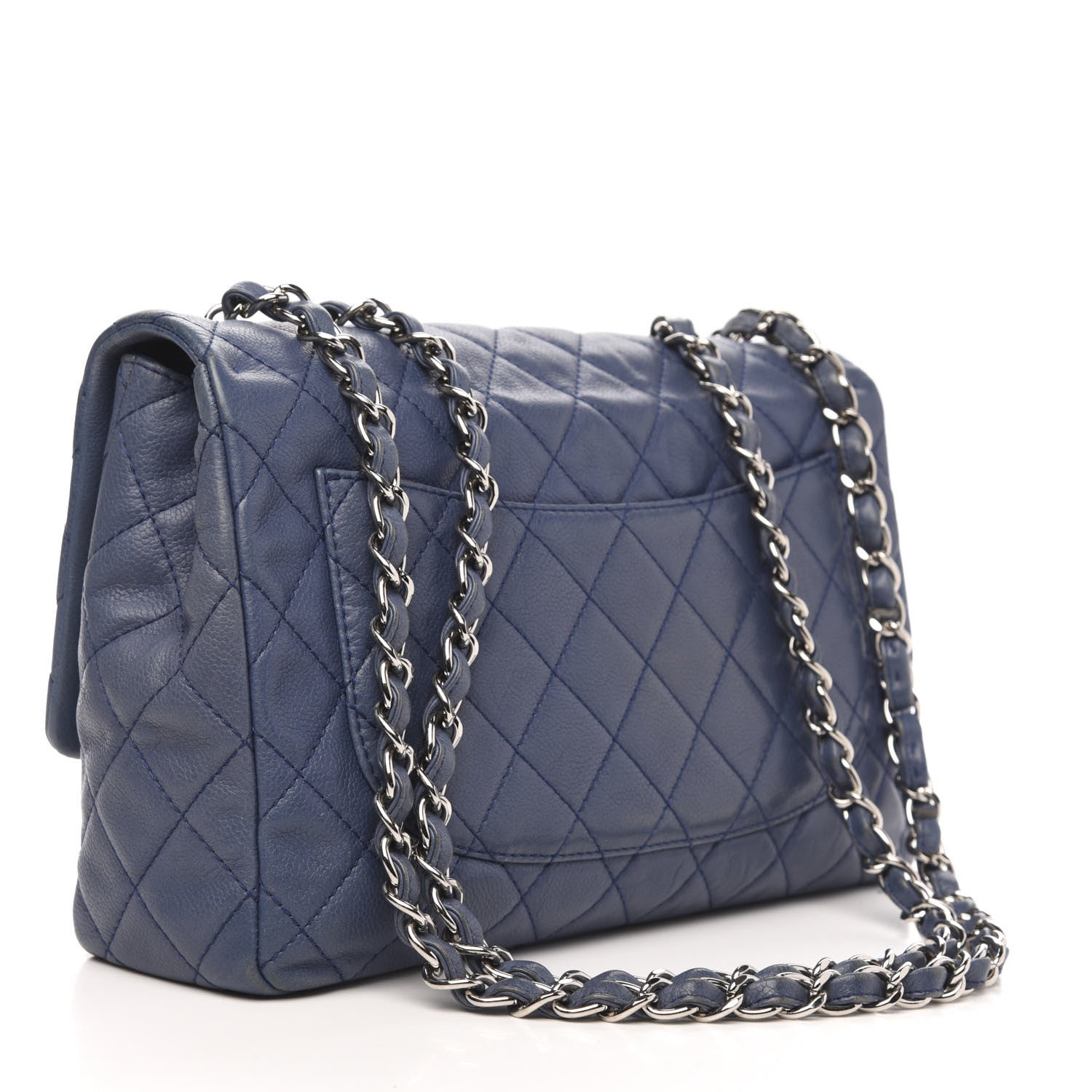 Chanel Caviar Quilted Jumbo Single Flap Dark Blue 3 of 13