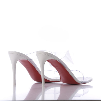 Christian Louboutin Patent PVC Just Nothing 85 Slide Sandals 36.5 White 4 of 9
