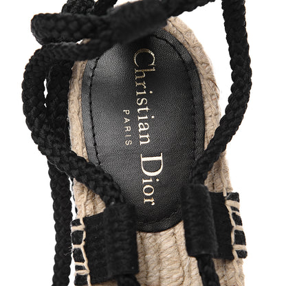 Christian Dior Embroidered Cotton Diorexpress Sandal 38.5 Black 7 of 9