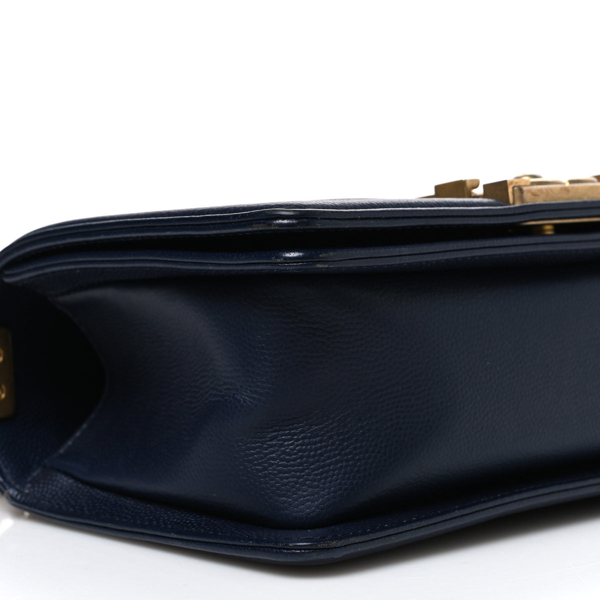 Caviar Quilted Small Boy Flap Navy