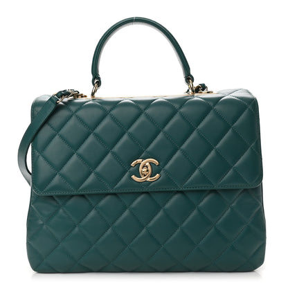 Chanel Lambskin Quilted Large Trendy CC Dual Handle Flap Bag Dark Green 1 of 12
