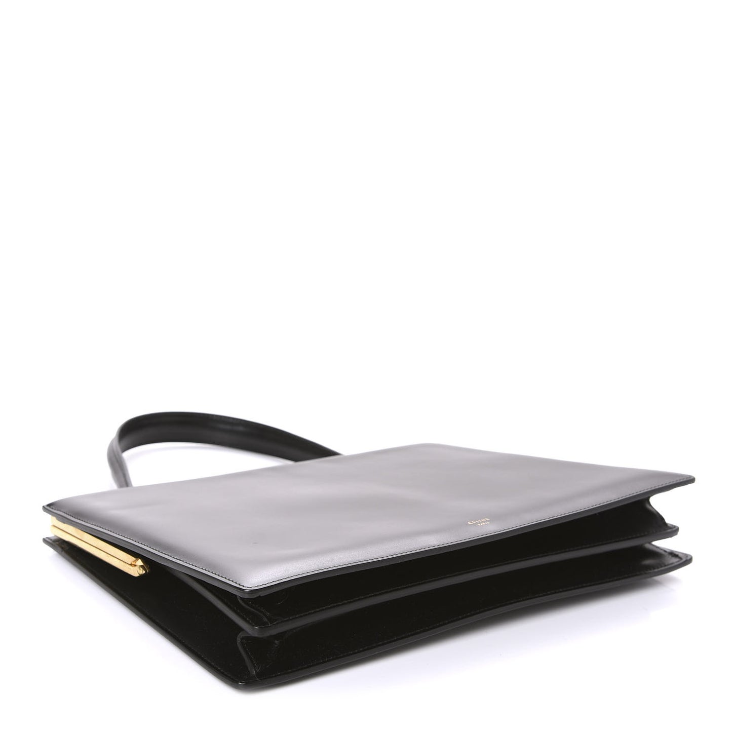Box Calfskin Medium Clasp Bag Black